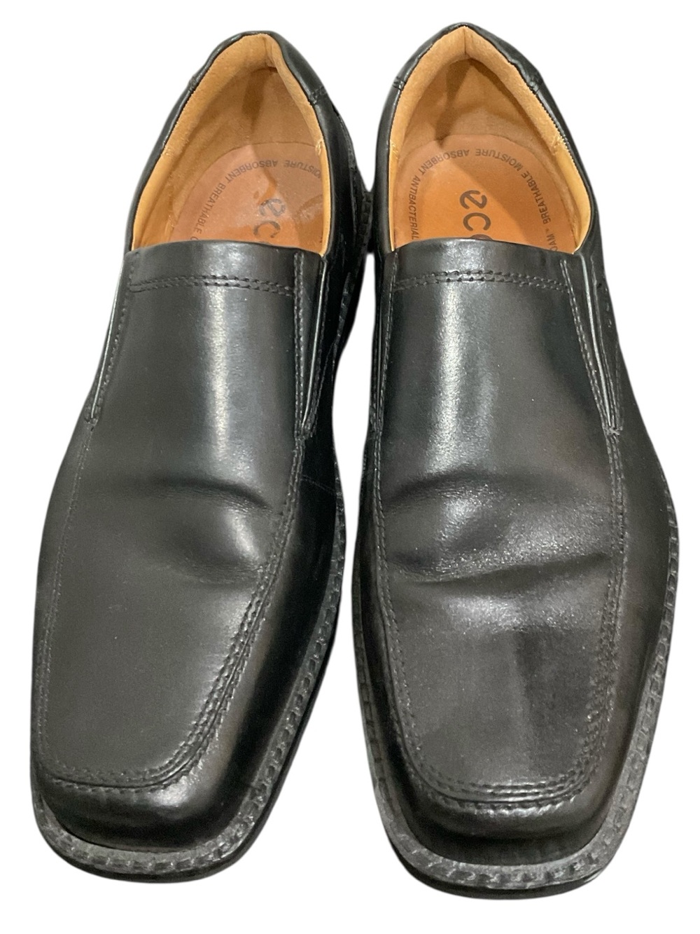 Ecco Black Leather Slip-On Dress Loafers